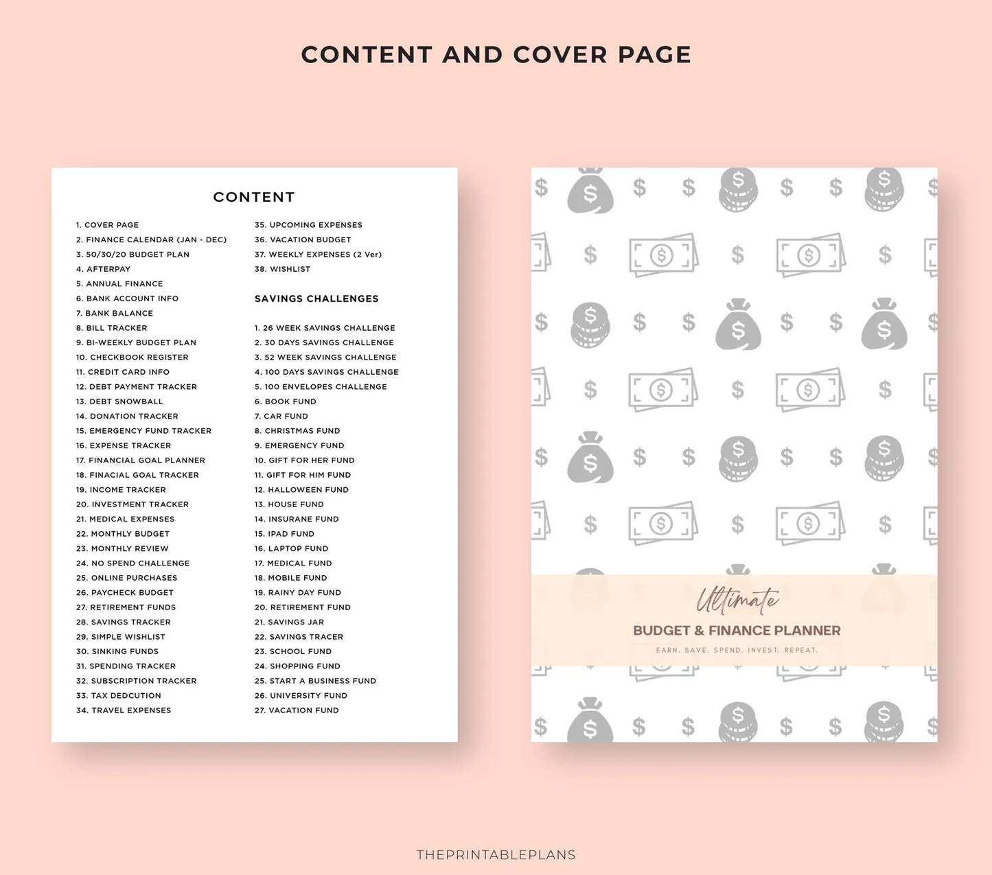 Budget Planner Printable PDF | Expense Tracker, Bill Calendar & Savings Sheets