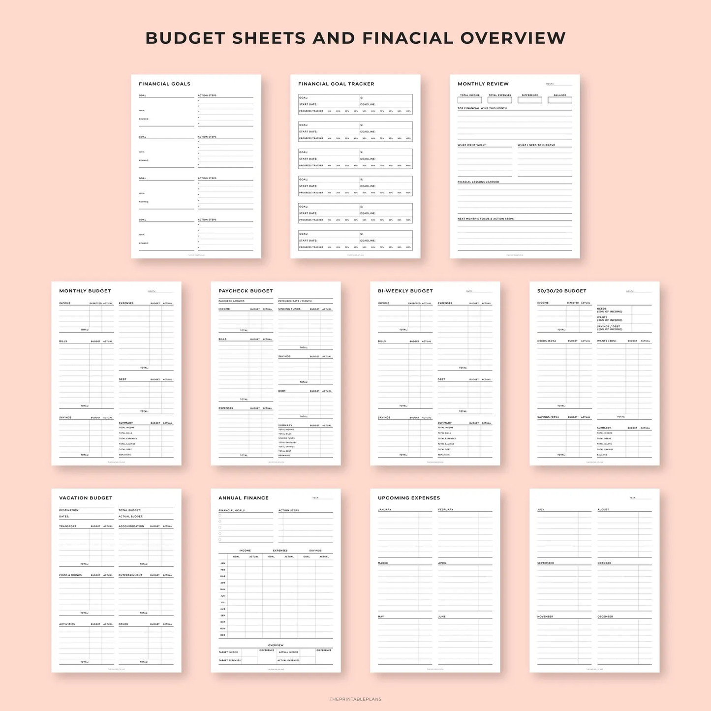 Budget Planner Printable PDF | Expense Tracker, Bill Calendar & Savings Sheets