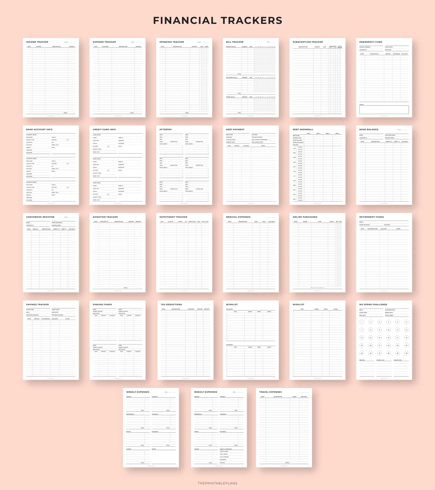 Budget Planner Printable PDF | Expense Tracker, Bill Calendar & Savings Sheets