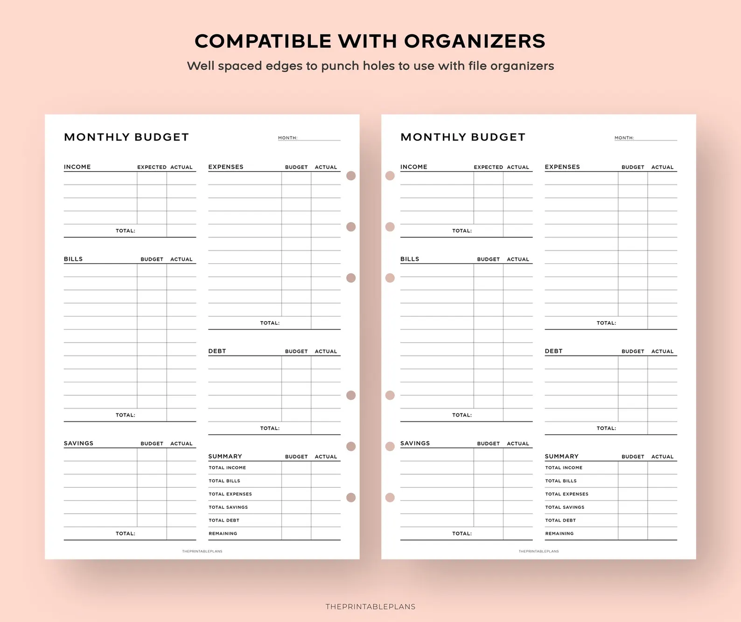 Budget Planner Printable PDF | Expense Tracker, Bill Calendar & Savings Sheets